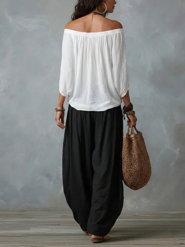 Sofia Off-Shoulder Top &amp; Lantern Trousers Set