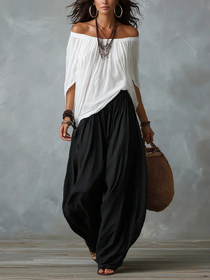 Sofia Off-Shoulder Top &amp; Lantern Trousers Set