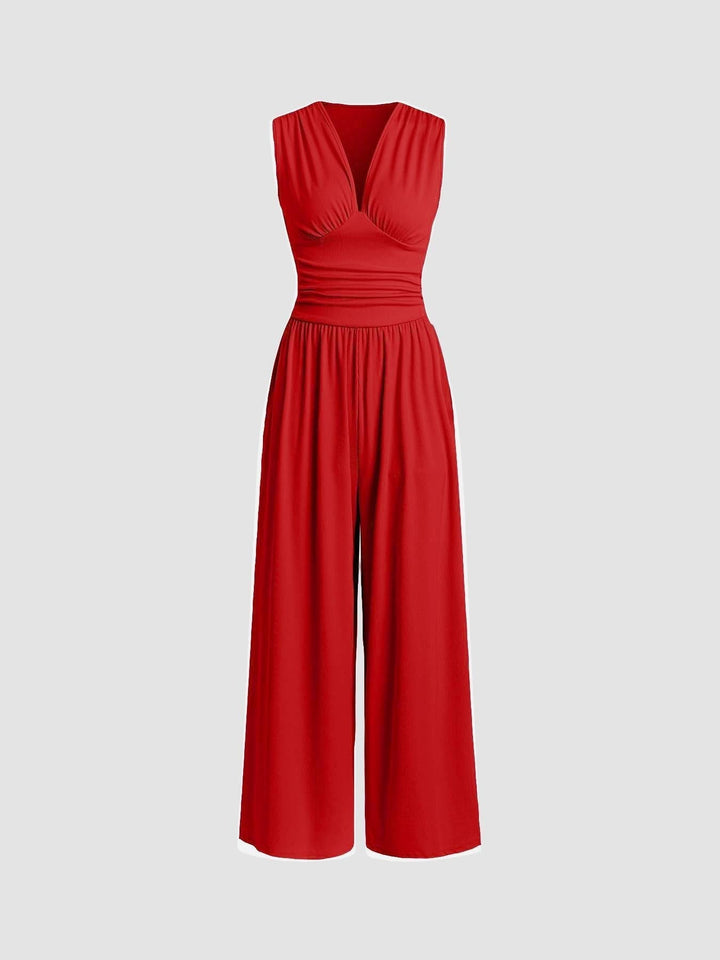 Charity – Elegante Mouwloze Jumpsuit met Brede Pijpen