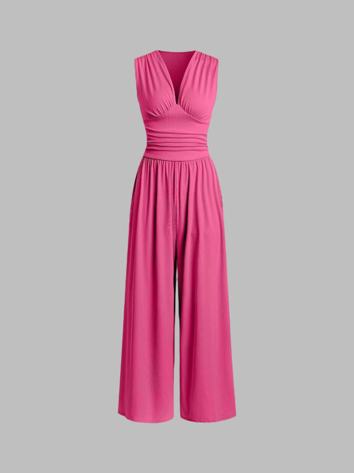 Charity – Elegante Mouwloze Jumpsuit met Brede Pijpen