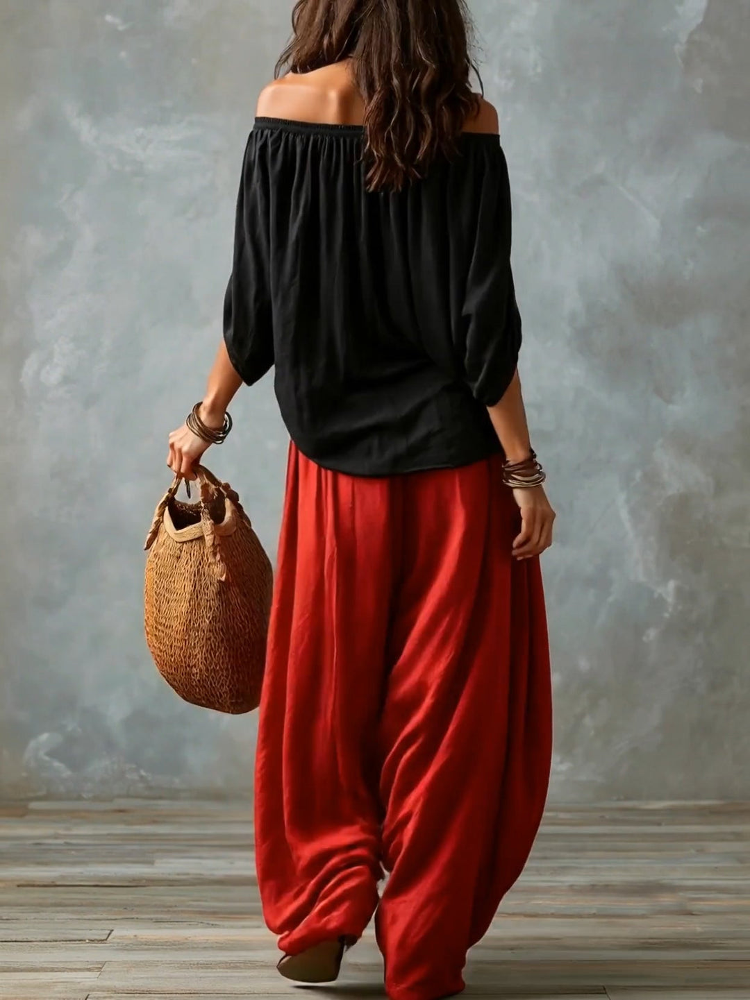 Sofia Off-Shoulder Top &amp; Lantern Trousers Set