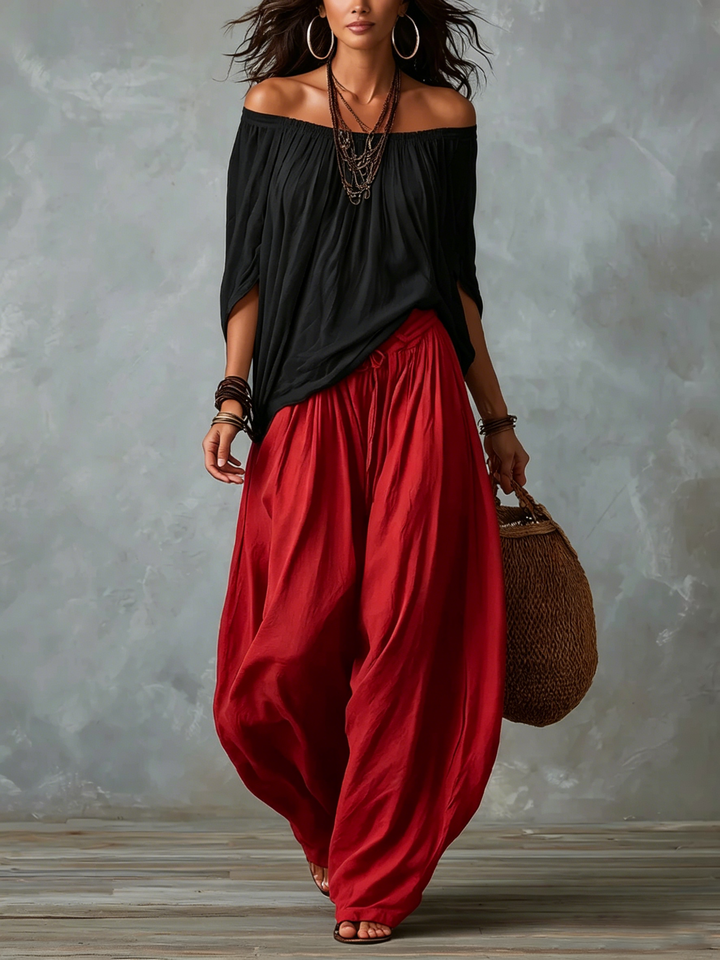 Sofia Off-Shoulder Top &amp; Lantern Trousers Set
